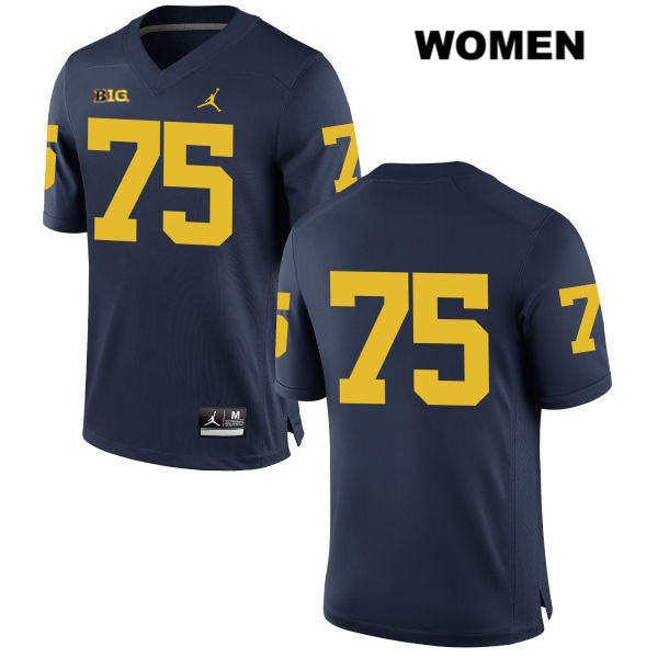 Women's NCAA Michigan Wolverines Jon Runyan #75 No Name Navy Jordan Brand Authentic Stitched Football College Jersey SB25K47OB